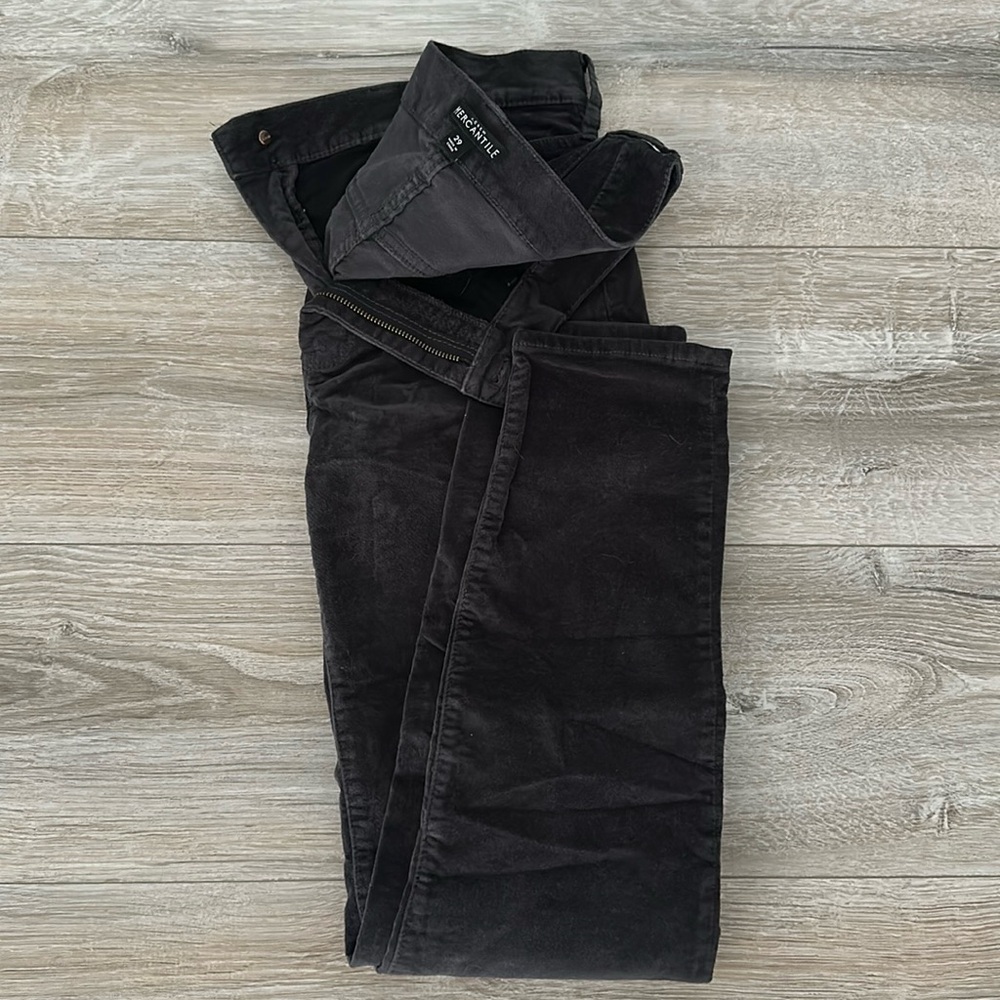 JCrew Mercantile dark gray velvet skinny pants - never worn